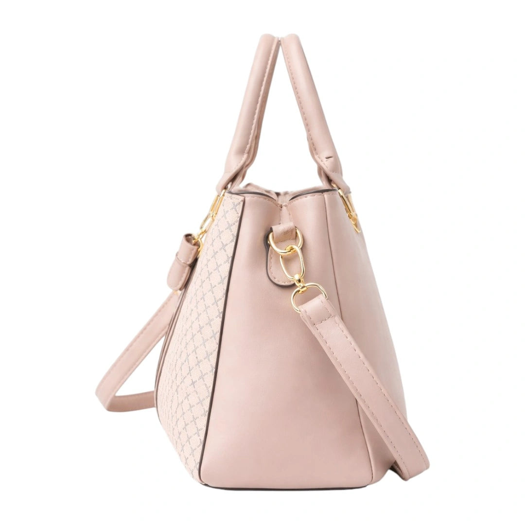 Rovaa Blush Grace Pattern Shoulder Bag with Elegant Gold