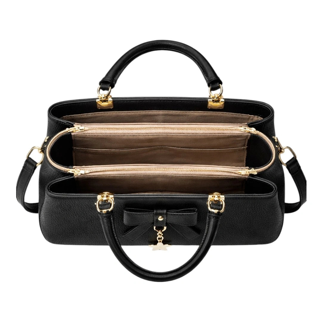 Rovaa Noir Elegance Shoulder Bag with Signature Bow Detail